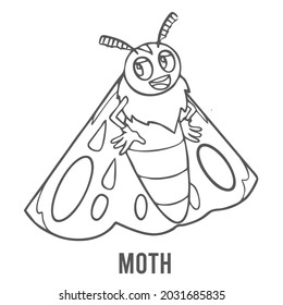 Moth Coloring page for preschool children. Learn numbers for kindergartens and schools. Educational game.
