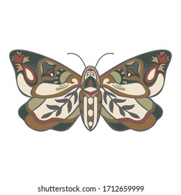A moth in decorative style black and white