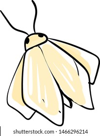 Moth drawing, illustration, vector on white background.