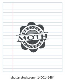 Moth drawn with pencil strokes. Vector Illustration. Detailed.