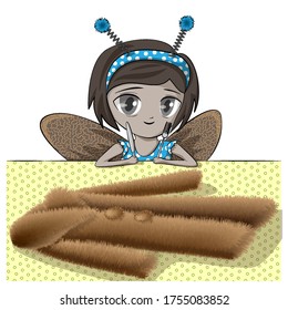 The moth eats the fur coat. Vector illustration
