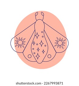 Moth. Esoteric symbol. Hand drawn linear vector illustration