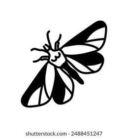 Moth Glyph Icon, Vector illustration