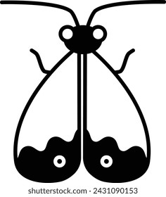 Moth glyph and line vector illustration
