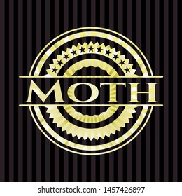 Moth gold badge. Vector Illustration. Detailed.