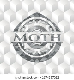 Moth grey emblem with cube white background