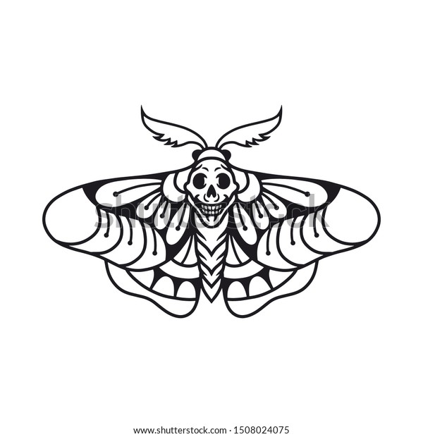 Moth Hand Drawing Old School Tattoo Stock Vector Royalty Free