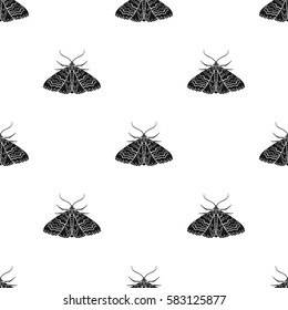 Moth icon in black style isolated on white background. Insects pattern stock vector illustration.