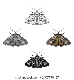 Moth icon in cartoon,black style isolated on white background. Insects symbol stock vector illustration.