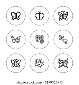 Moth icon set. collection of 9 outline moth icons with  icons. editable icons.