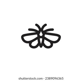 Moth icon vector. Linear style sign for mobile concept and web design. Moth symbol illustration. Pixel vector graphics - Vector.