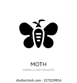 moth icon vector on white background, moth trendy filled icons from Animals and wildlife collection, moth simple element illustration