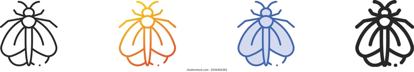 moth icon.Thin Linear, Gradient, Blue Stroke and bold Style Design Isolated On White Background
