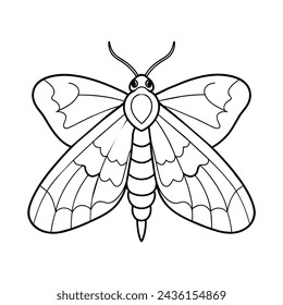 Moth illustration coloring page for kids