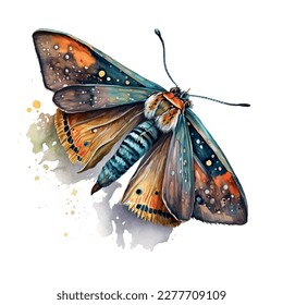 Moth illustration Watercolor Hand drawn butterfly logo design