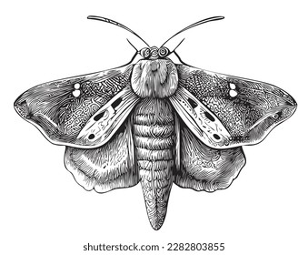 Moth insect hand drawn sketch in doodle style illustration