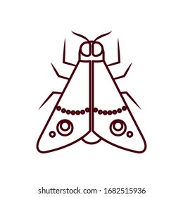 moth insect icon over white background, line style, vector illustration
