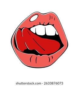 Una polilla lamiendo la ilustración de los labios en Vector