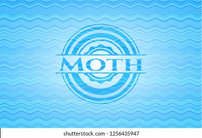 Moth light blue water wave badge background.
