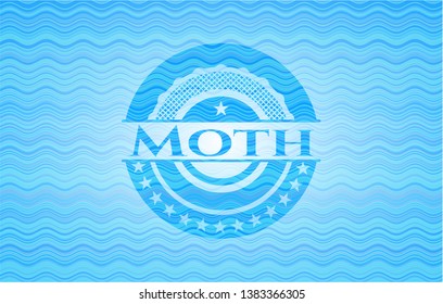 Moth light blue water wave style emblem. Vector Illustration. Detailed.