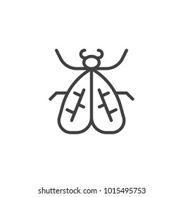 Moth line icon, outline vector sign, linear style pictogram isolated on white. Flying insect symbol, logo illustration. Editable stroke