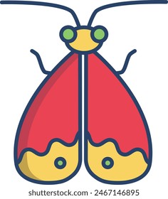 Moth linear color vector illustration