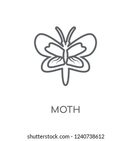 Moth linear icon. Modern outline Moth logo concept on white background from animals collection. Suitable for use on web apps, mobile apps and print media.
