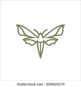 Moth Monoline monogram Logo Vector image