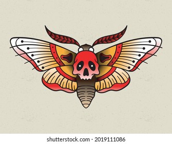 Moth Neo Traditional Tattoo Design