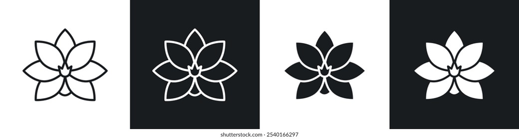 Moth orchid icon in black and white colors.