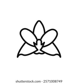 Moth orchid icon flat line symbol set.