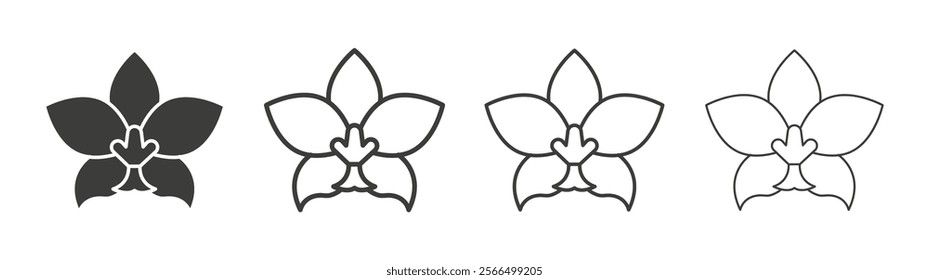 Moth orchid icon flat and linear vector illustration on white background.