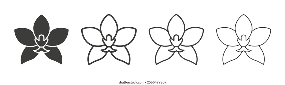 Moth orchid icon flat and linear vector illustration on white background.