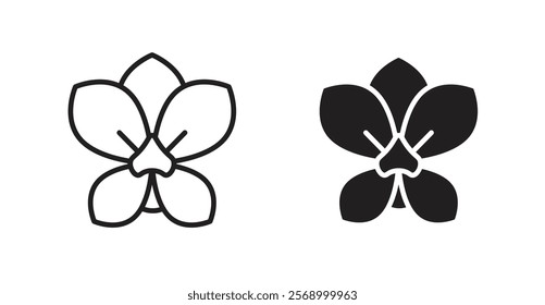 Moth orchid icon set vector graphics designs