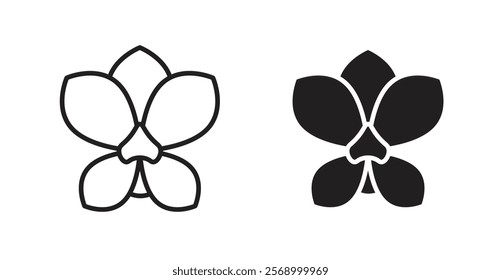 Moth orchid icon set vector graphics designs