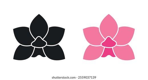 Moth orchid icons in black and colored version