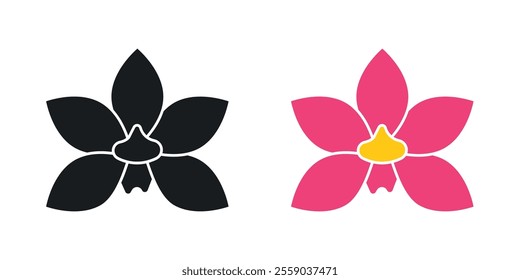 Moth orchid icons in black and colored version