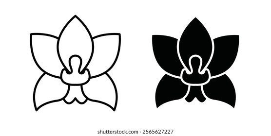 Moth orchid icons in black and white colors