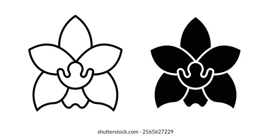 Moth orchid icons in black and white colors