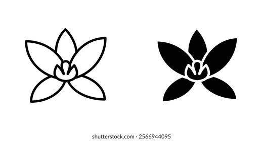 Moth orchid icons. black and white vector set.