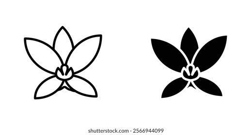 Moth orchid icons. black and white vector set.