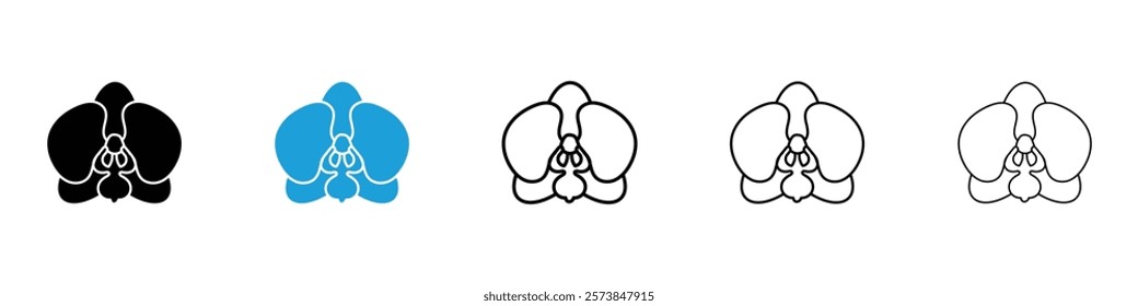 Moth orchid icons in filled and 3 stroke weights