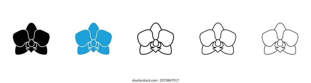 Moth orchid icons in filled and 3 stroke weights