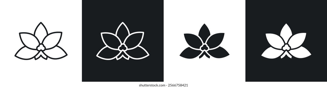 Moth orchid icons in Thin line black color. flat simple vector symbols illustration.