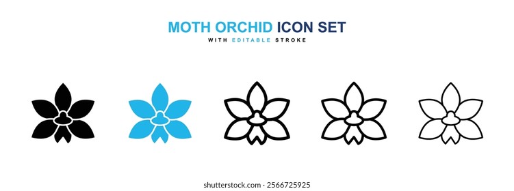 Moth orchid icons vector collection pack.