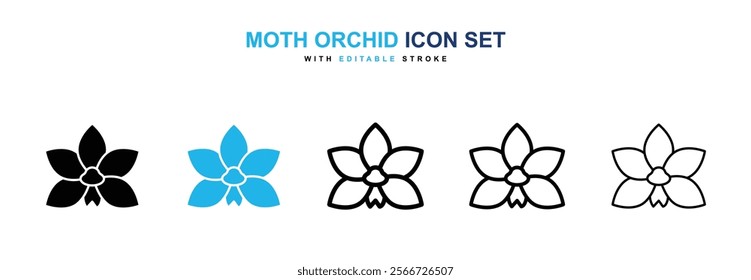 Moth orchid icons vector collection pack.