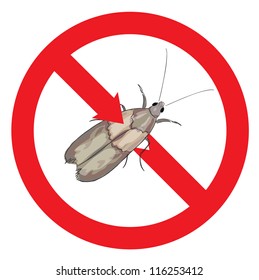 Moth pest is prohibited. Vector illustration.
