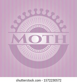 Moth retro pink emblem. Vector Illustration. Detailed.
