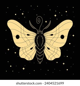 Moth with Sacred Geometry Mystical Symbol