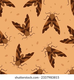 Moth seamless pattern vector illustration